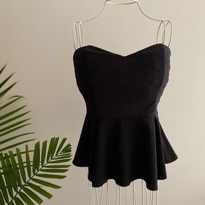 Lush Black Bateau & Peplum Top / M